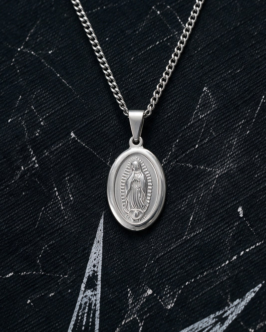 Silver Holy Mary Praying Pendant