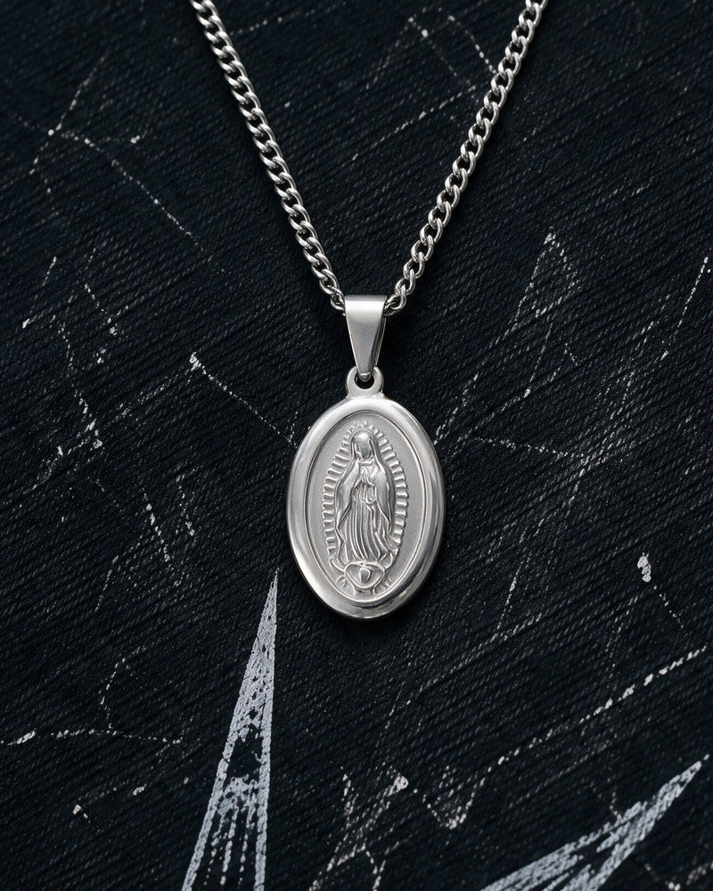 Silver Holy Mary Praying Pendant