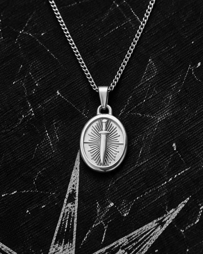 Silver Sword Medallion Pendant