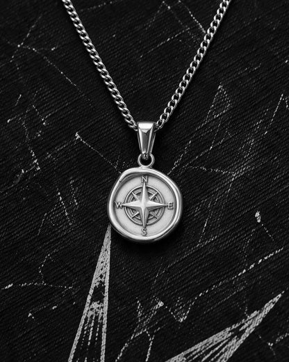 Silver Vintage Compass Pendant