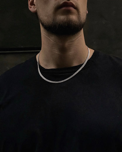 Silver Curb Cuban Link Chain