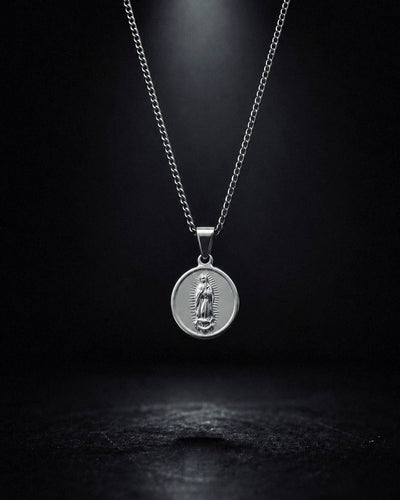 Silver Holy Mary Coin Pendant