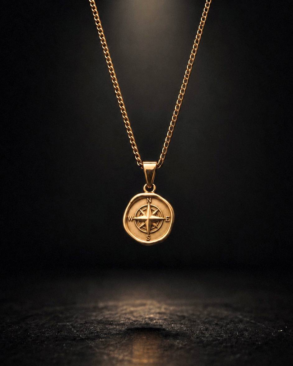 Gold Vintage Compass Pendant - Coda Jewelry
