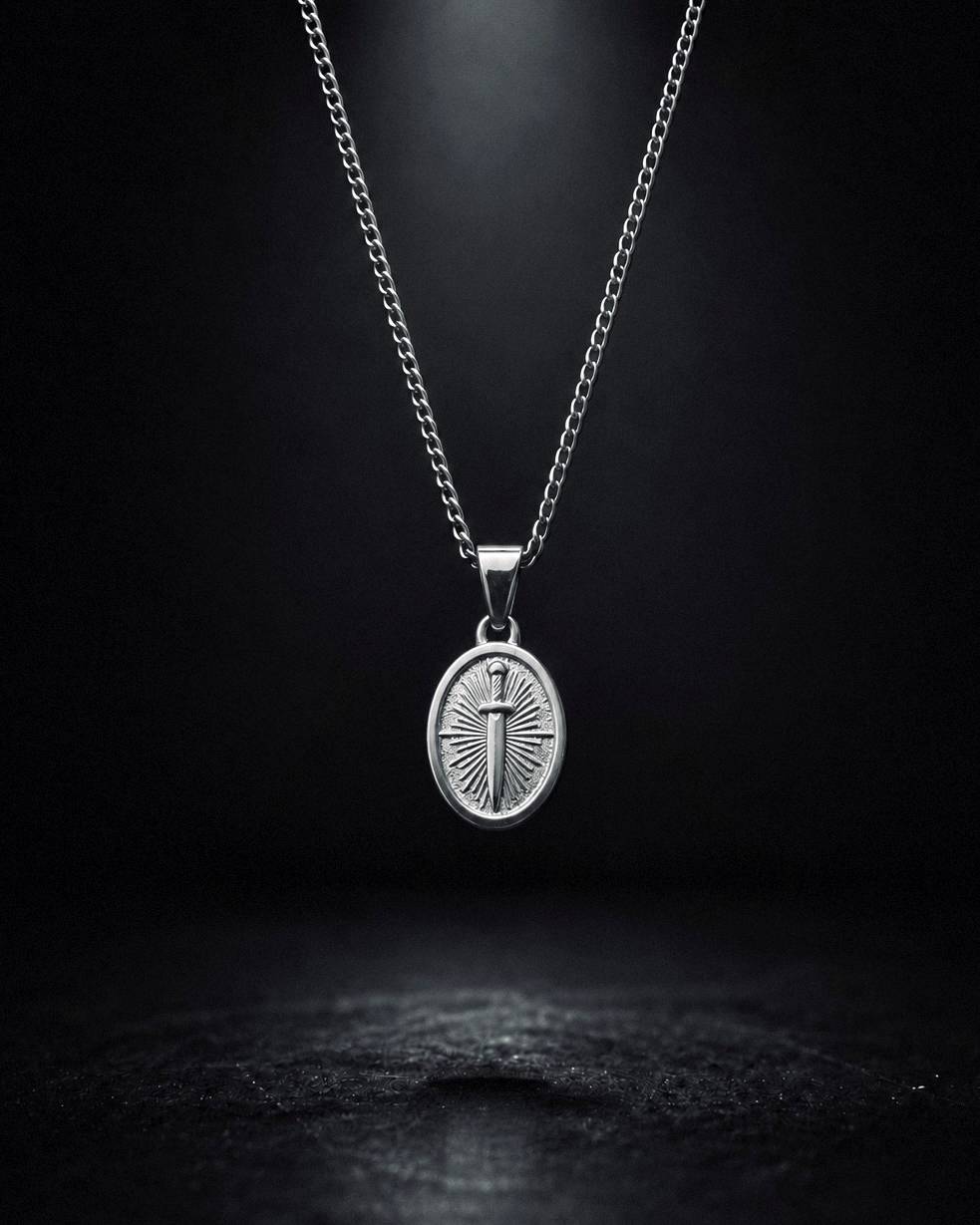 Silver Sword Medallion Pendant - Coda Jewelry