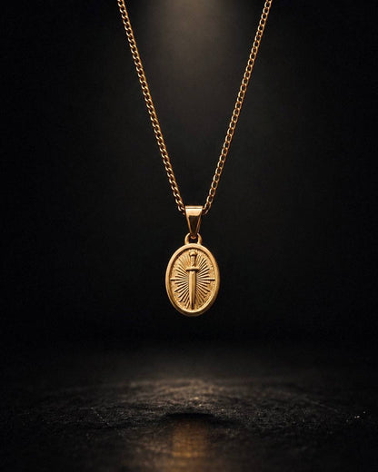 Gold Sword Medallion Pendant - Coda Jewelry