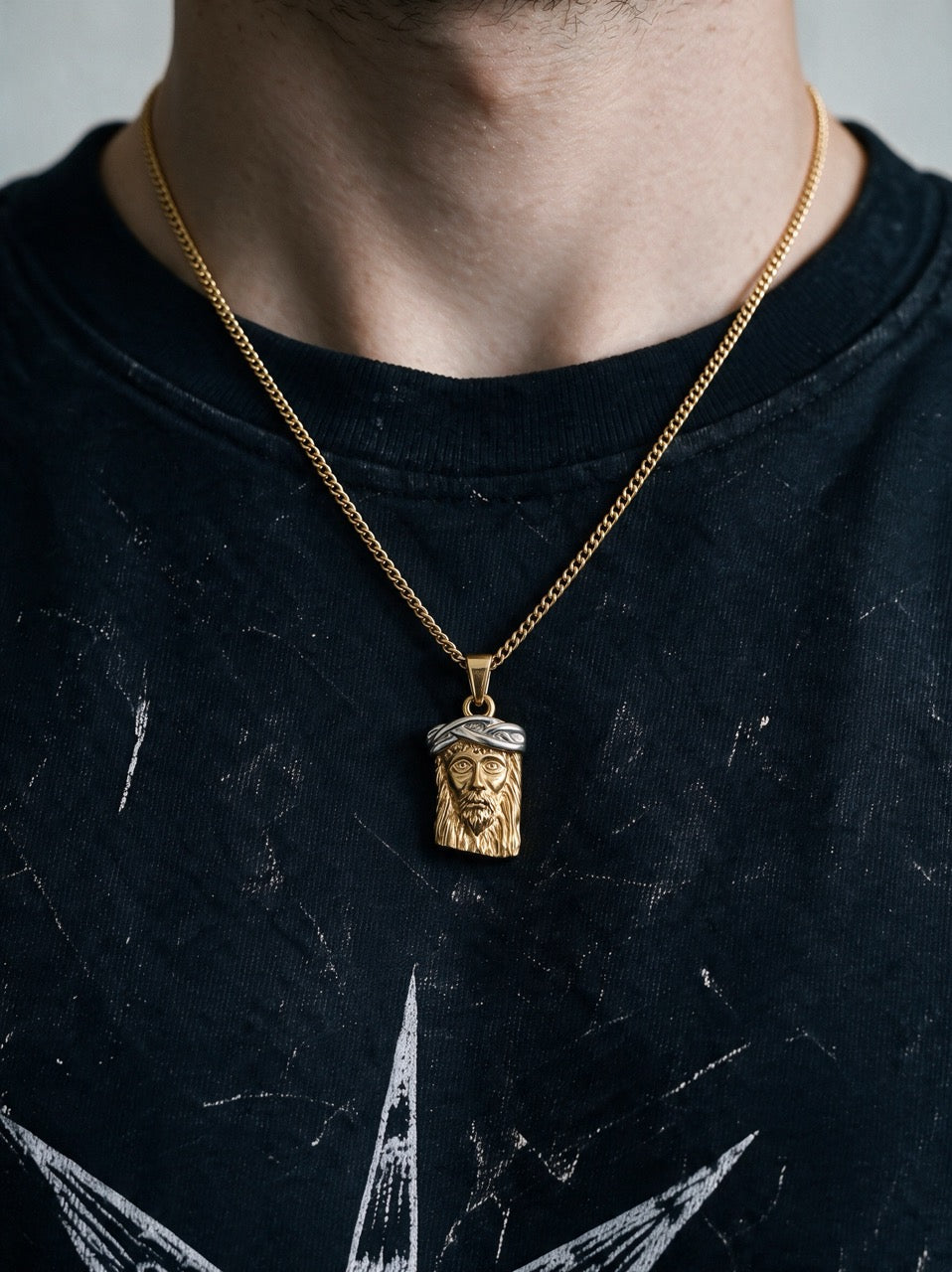Gold Jesus Head Pendant - Coda Jewelry