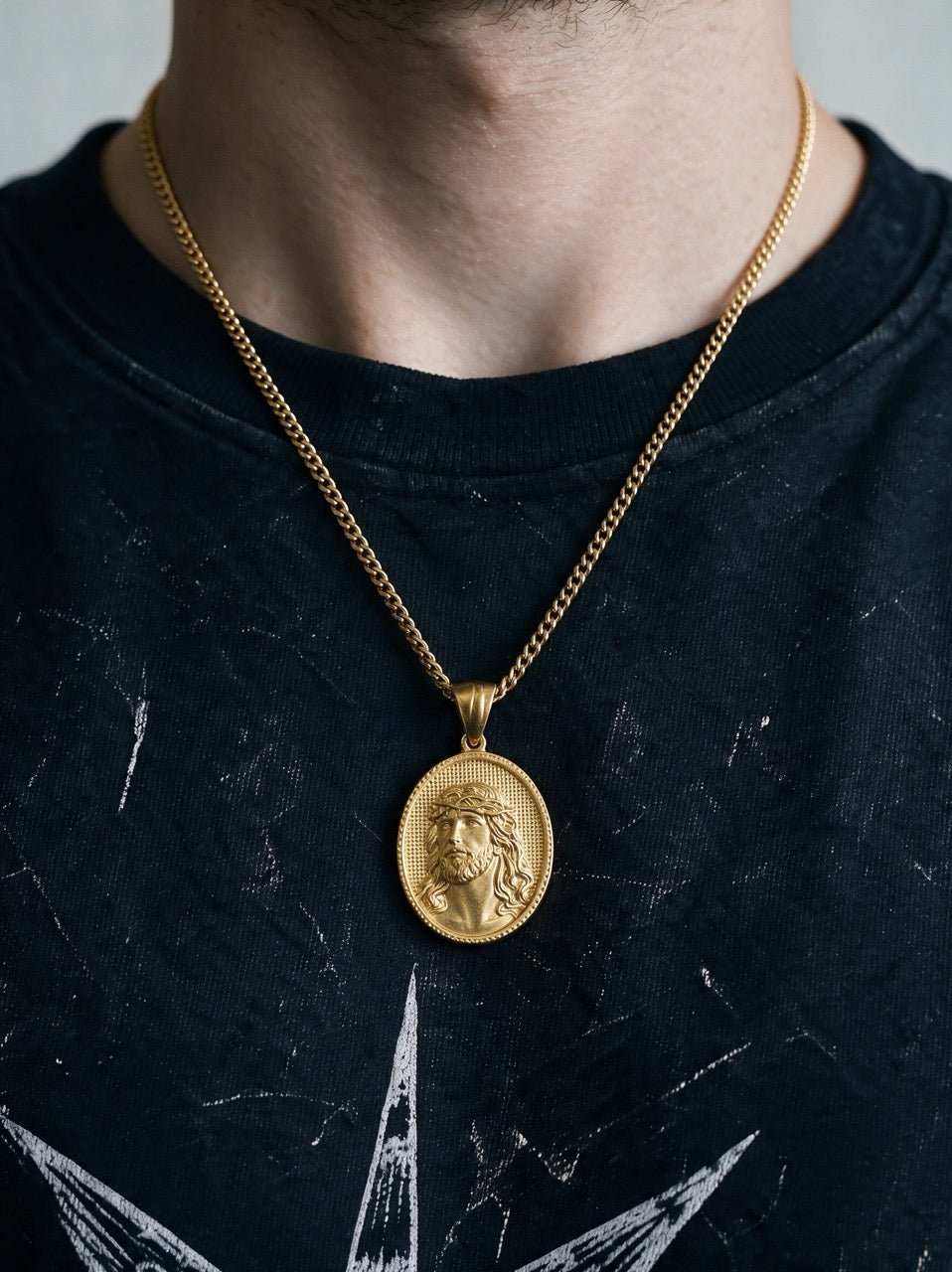 Gold Jesus Medallion Pendant