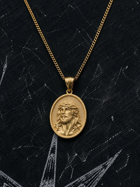 Gold Jesus Medallion Pendant