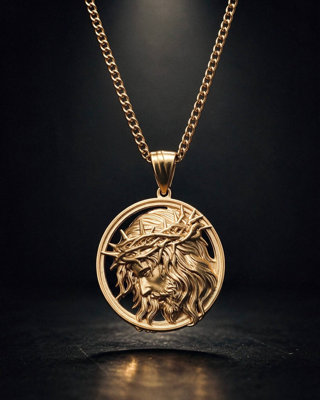 Gold Jesus Head Medallion Pendant - Coda Jewelry