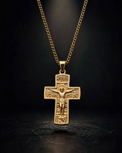 Gold Orthodox Crucifix Pendant