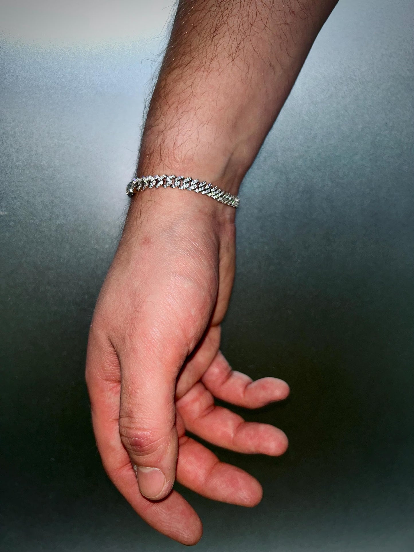 Moissanite Cuban Link Bracelet | Silver