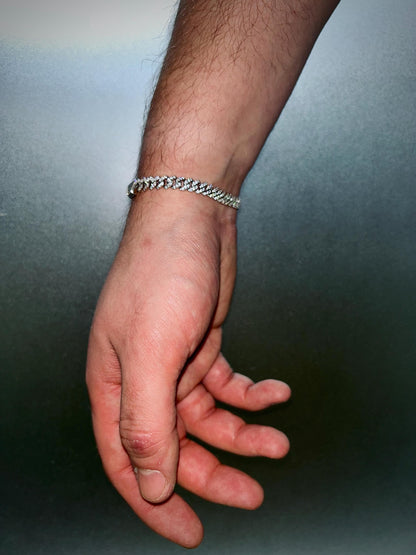 Moissanite Cuban Link Bracelet | Silver