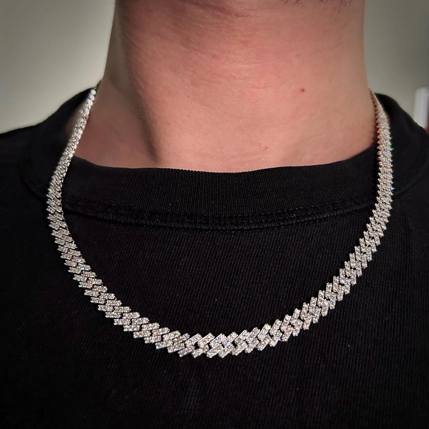Moissanite Curb Cuban Link Chain | Silver