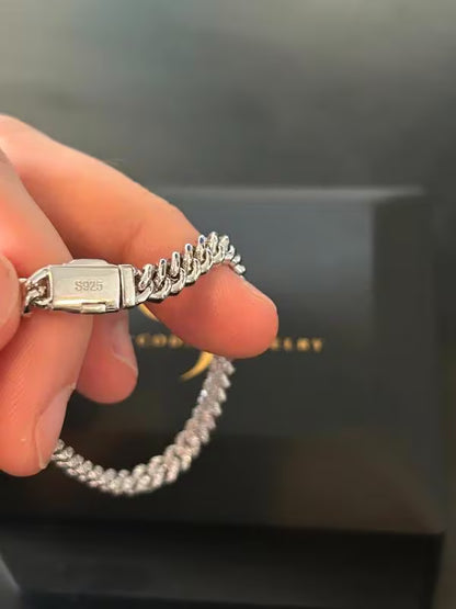 Moissanite Cuban Link Bracelet | Silver