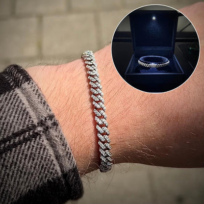 Moissanite Cuban Link Bracelet | Silver