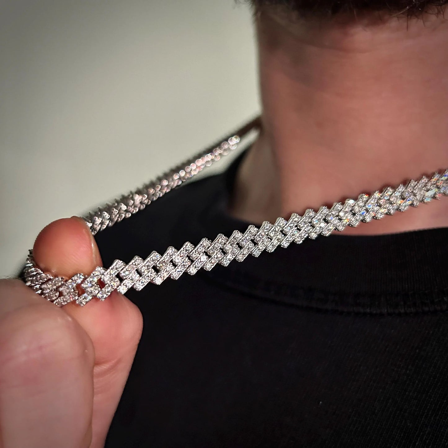 Moissanite Curb Cuban Link Chain | Silver