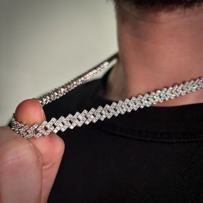Moissanite Curb Cuban Link Chain | Silver