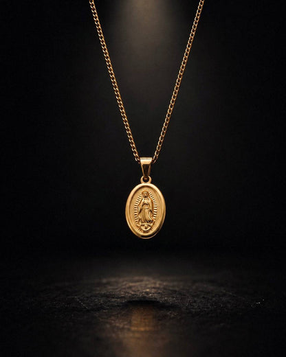 Gold Holy Mary Praying Medallion - Coda Jewelry