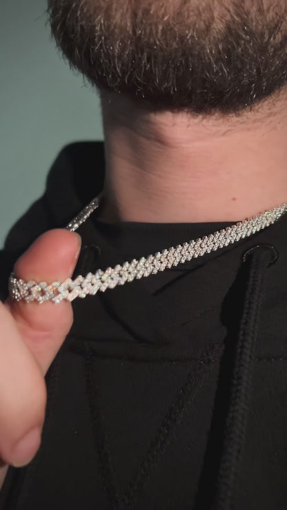 Moissanite Curb Cuban Link Chain | Silver