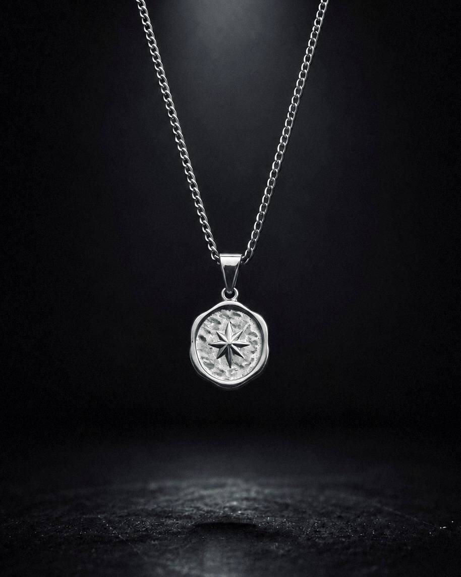 Silver North Star Compass Pendant - Coda Jewelry