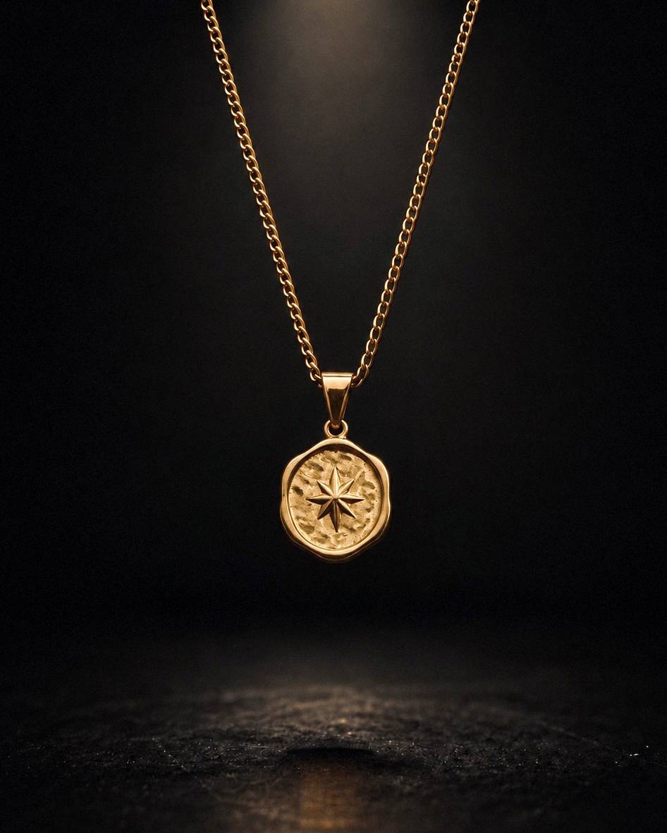 Gold North Star Compass Pendant - Coda Jewelry