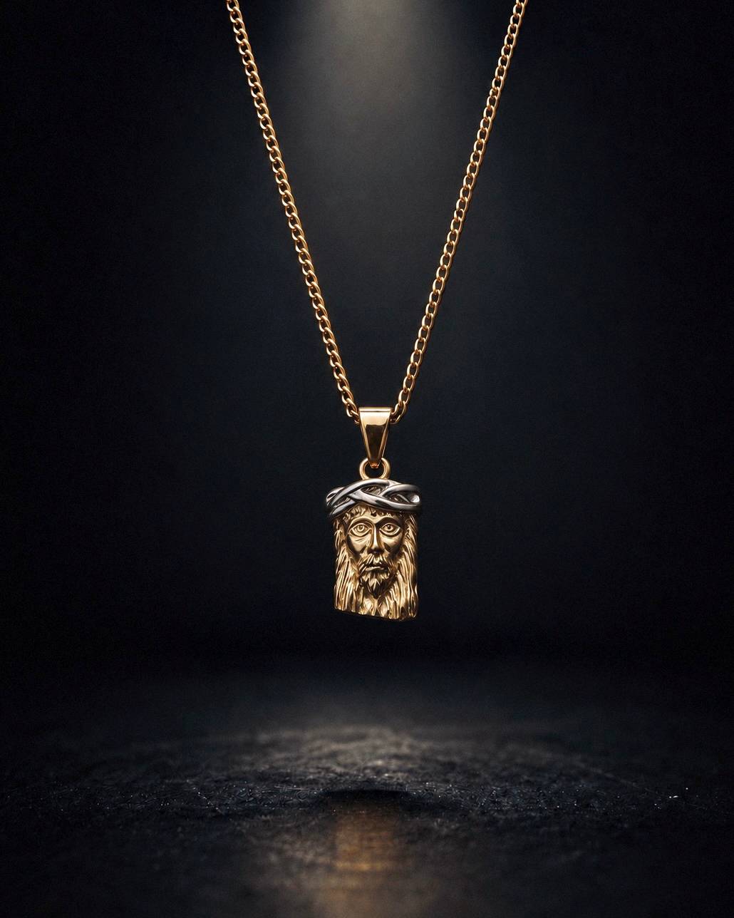 Gold Jesus Head Pendant - Coda Jewelry