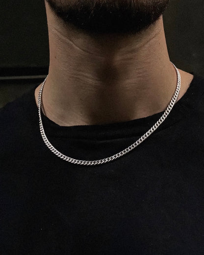 Silver Curb Cuban Link Chain